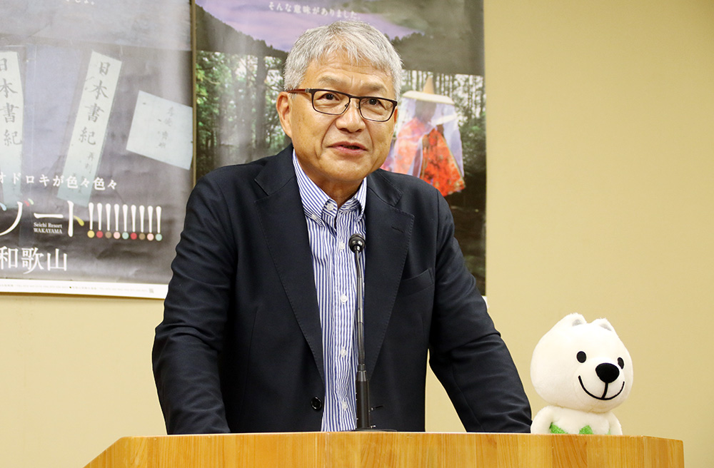 津波警報時の課題について話す宮﨑知事