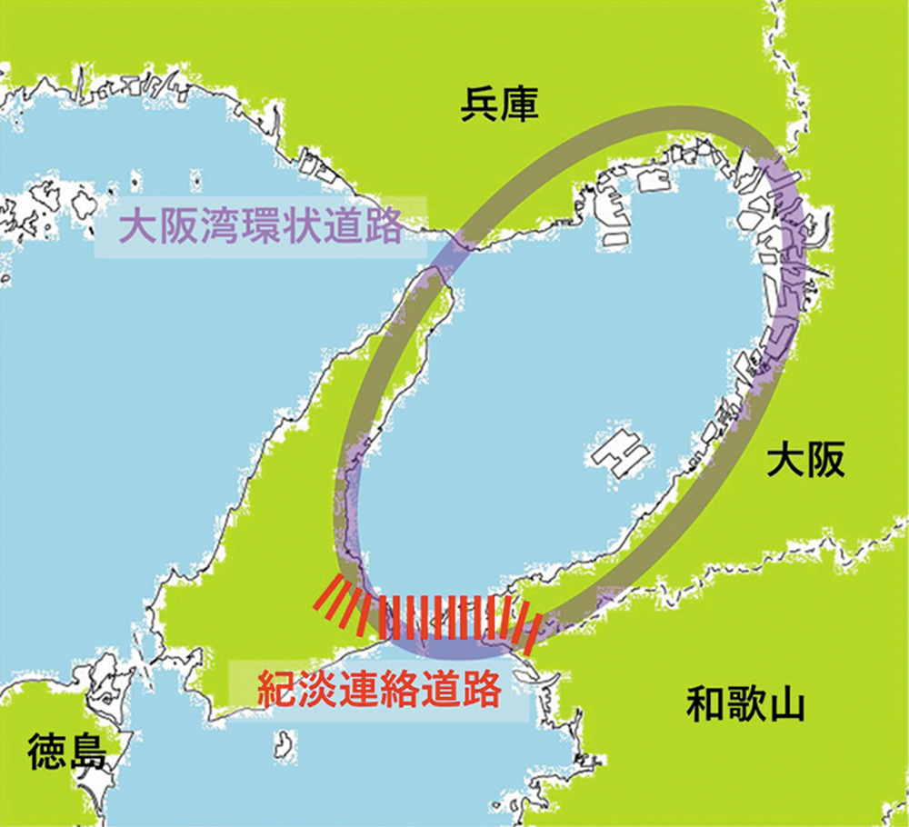 想定される「紀淡連絡道路」のルート