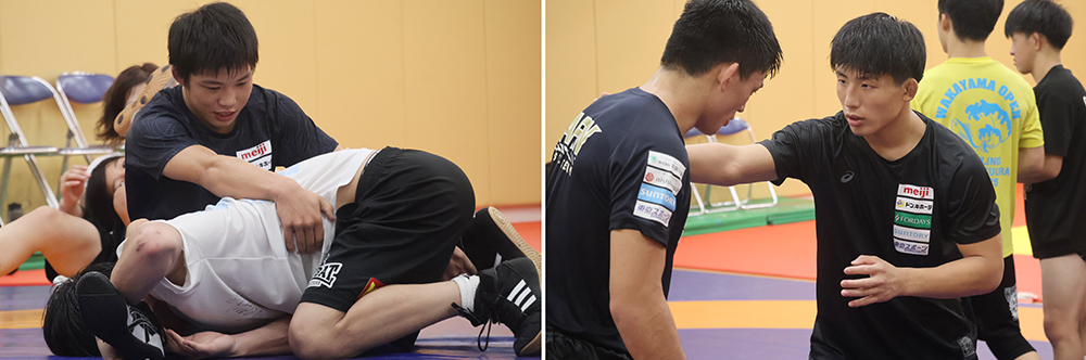 練習に励む山本選手㊧と大森選手