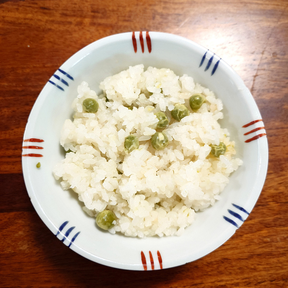 炊き上げた「豆ごはん」